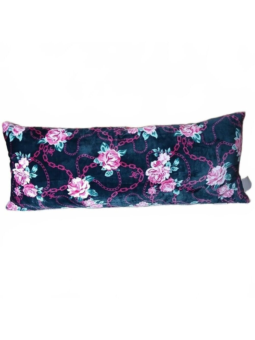 Juicy Couture Body Pillow Pink Roses Chain Print Plush 20x48 NWT